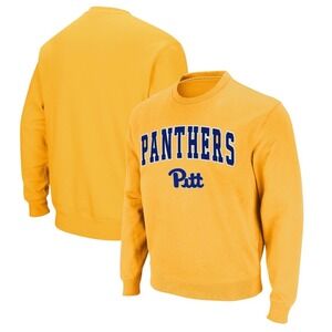 Men's Colosseum Gold Pitt Panthers Arch & Logo Crewneck Sweatshirt Size Large